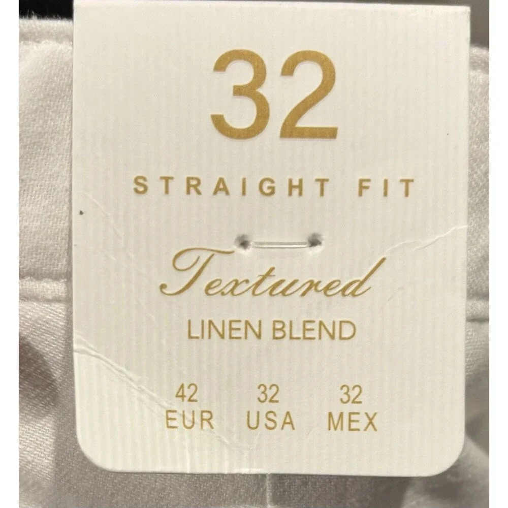 Porter & Ash Linen Blend Pants White Straight Fit Textured Men’s 32x29 NWT